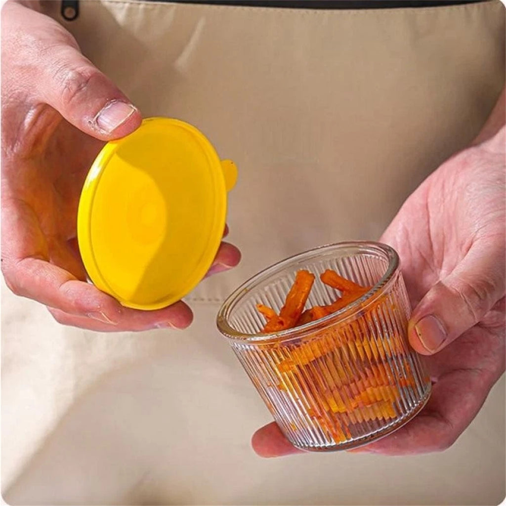 Glass bowls holding dips and sauces
