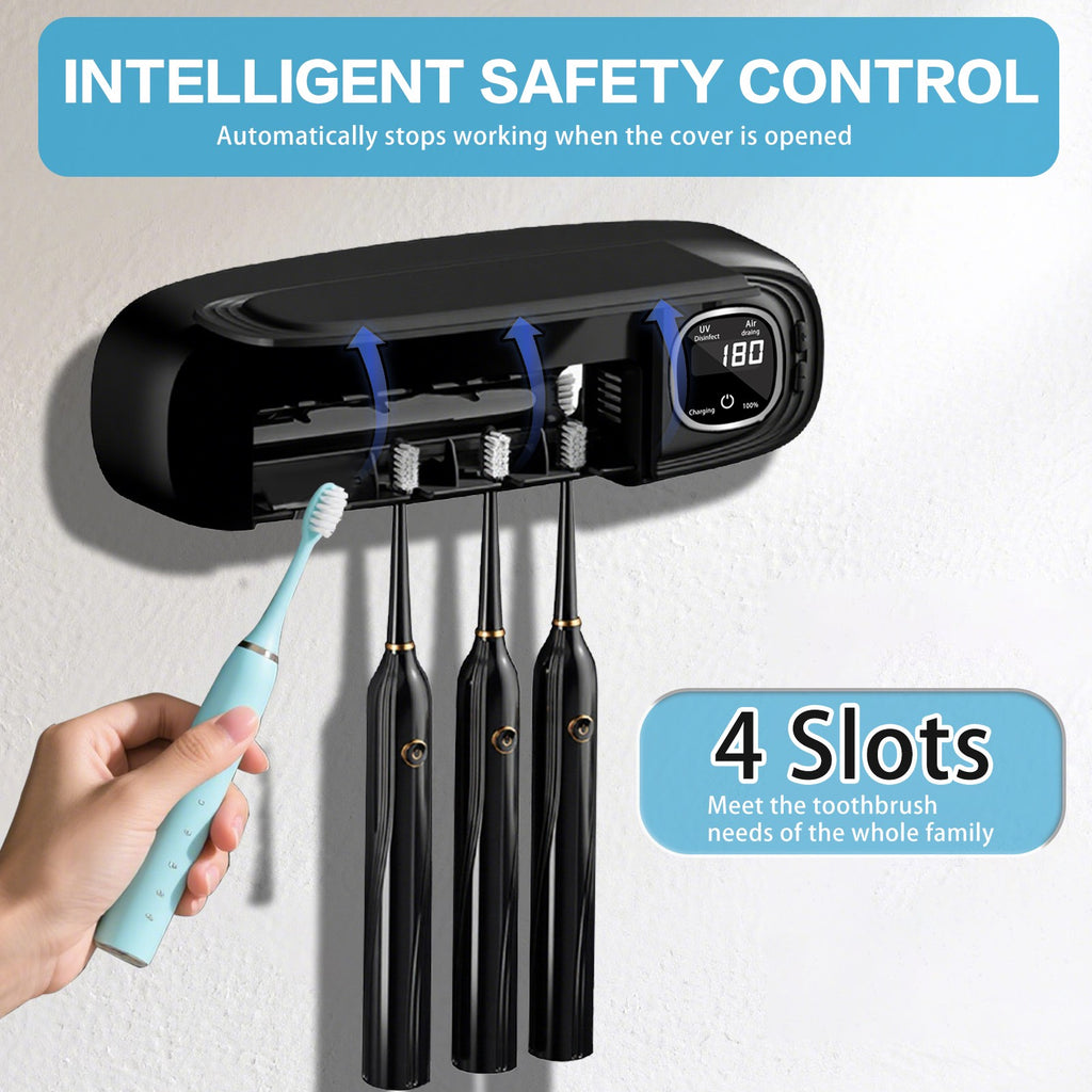 No drill Wall mounted Toothbrush Holder 4 slot Bathroom Storage Organizer AU