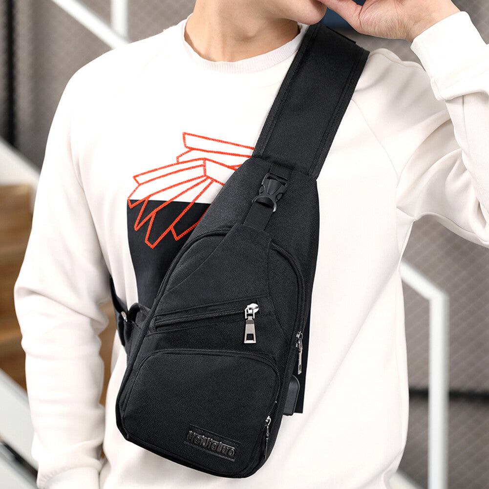 Men’s Sling Chest Bag with USB Charging Port – Crossbody Shoulder Backpack for Travel and Outdoor Use