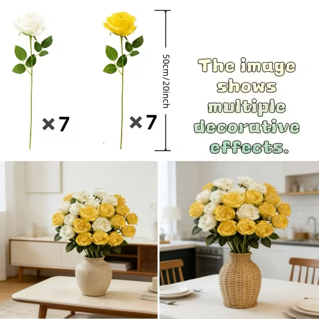 20pcs Artificial Rose Flowers Silk Long Stem Fake Roses Wedding Home Decor