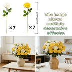 20pcs Artificial Rose Flowers Silk Long Stem Fake Roses Wedding Home Decor