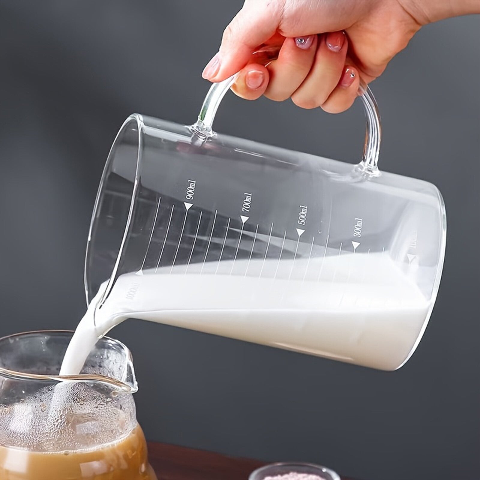 2PCS 500ml Glass Measuring Cups With Handle V-Shaped Spout Kitchen Liquid Beaker