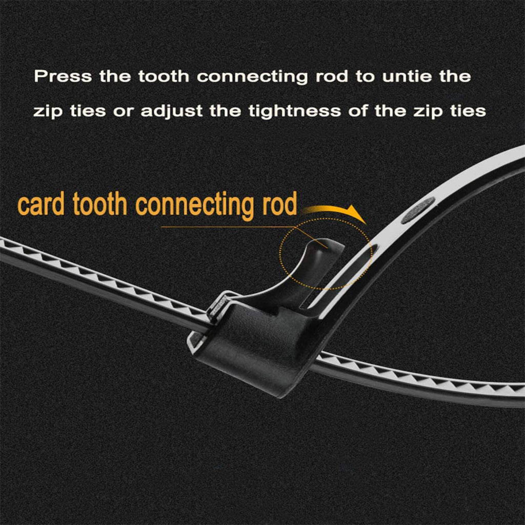 120PCS Black Reusable Cable Ties Nylon Zip Tie Ratchet Wire Wraps 20cm