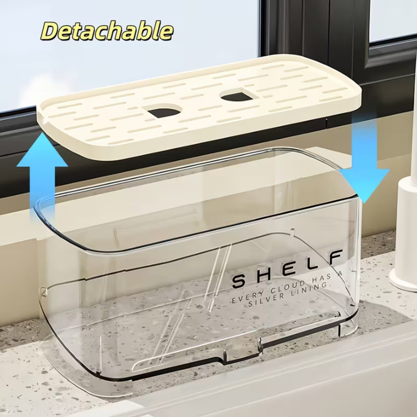 Transparent Kitchen Sink Rag Rack - Sponge Drain Storage Rack for Faucet and Sink Area