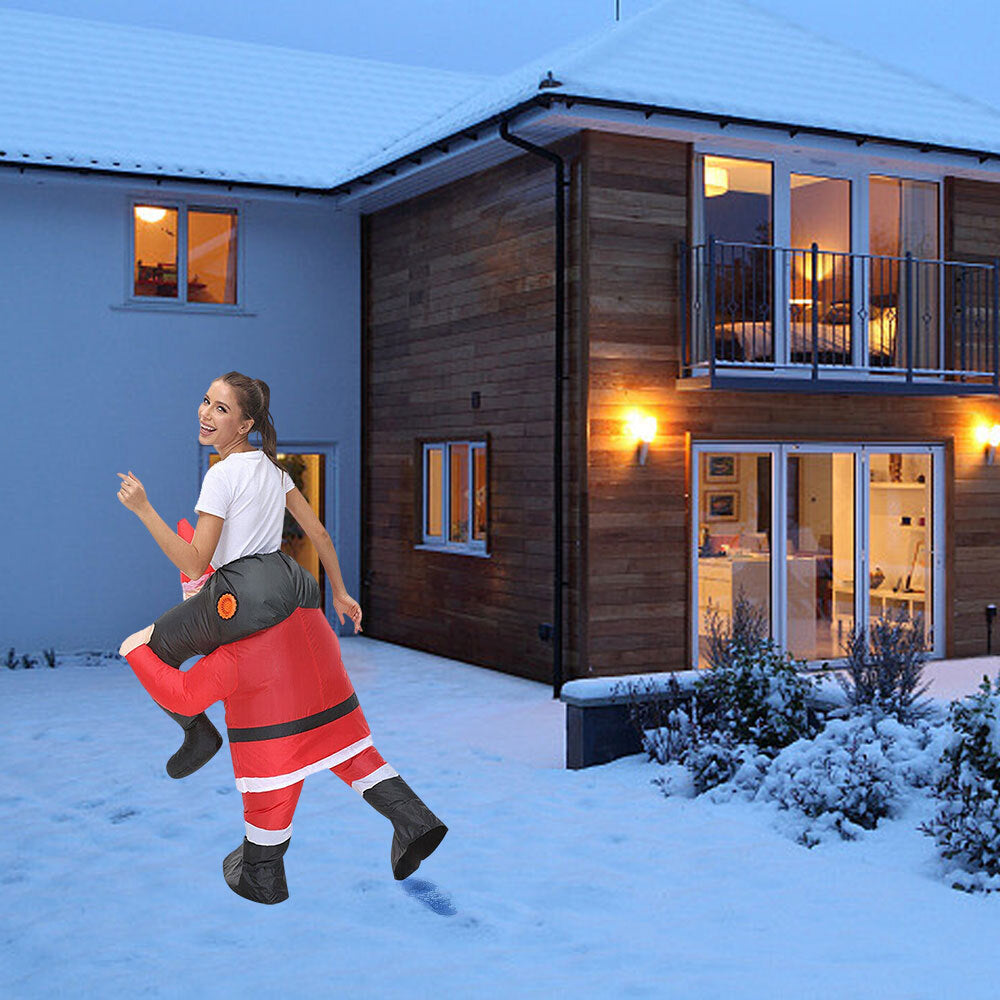 Riding Santa Inflatable Costume Suit Christmas Cosplay Party Decor Adult Kids OD