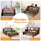 6pcs 3 Tier Wooden Display Risers Set | Rectangular Cupcake Dessert & Retail Display Stands