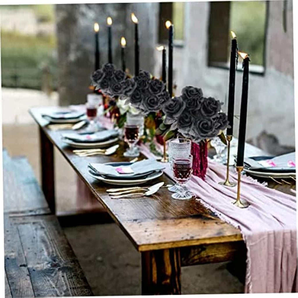 Black Artificial Rose Flowers for DIY Wedding Bouquets Halloween Decorations AU