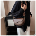 Vintage Crossbody Shoulder Bag for Women - PU Leather Saddle Phone Messenger Bag Coffee Brown