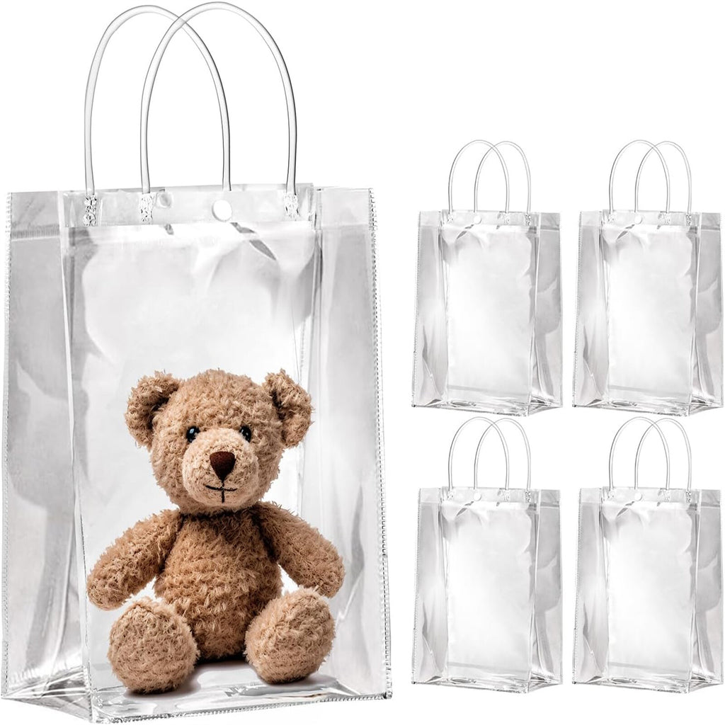 40pcs Clear PVC Gift Bags with Handles | Transparent Plastic Party Favor Bags (2 Sizes)
