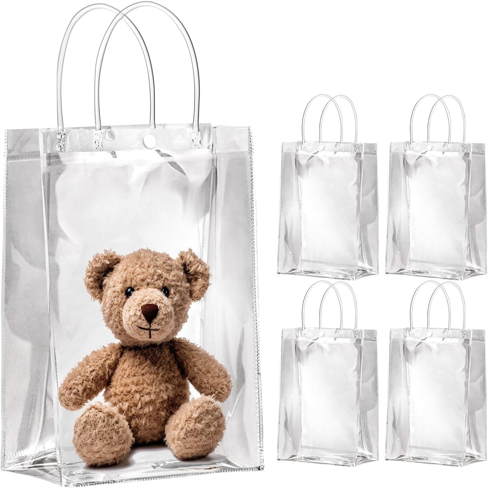 40pcs Clear PVC Gift Bags with Handles | Transparent Plastic Party Favor Bags (2 Sizes)