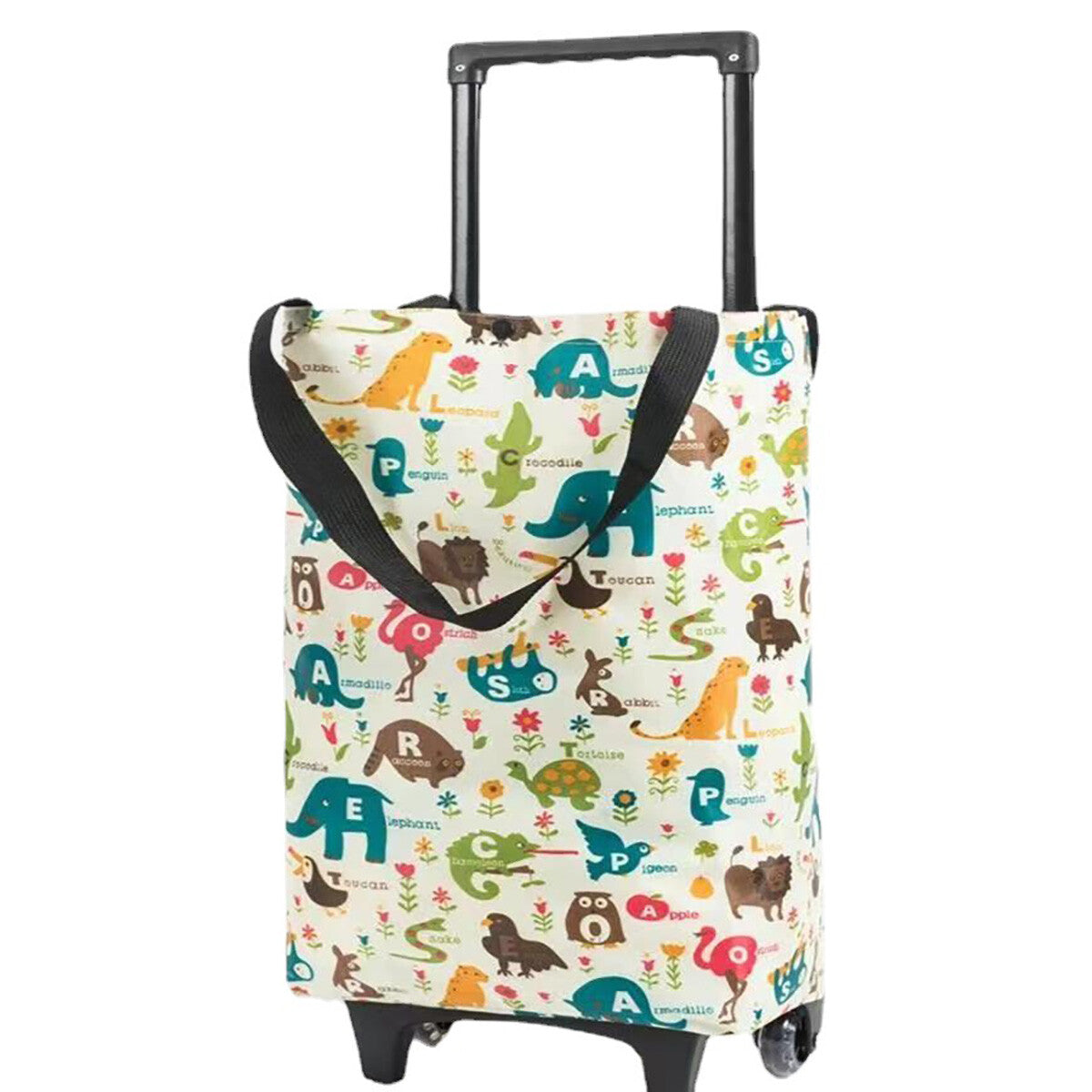 Foldable Shopping Trolley Cart with Wheels Aluminium Grocery Bag Retractable Handle
