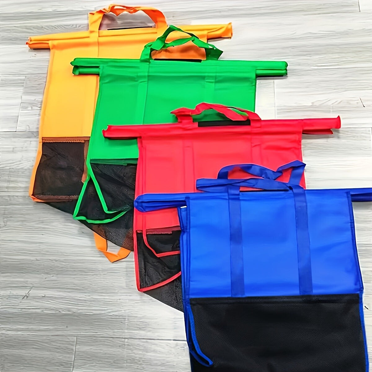 4-Pack Reusable Grocery Shopping Cart Bags – Large Supermarket Trolley Organizer Set