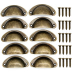 60pcs Vintage Drawer Cup Pull Handles | Matte Brown Cabinet Dresser Handles