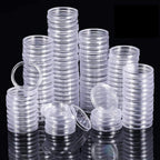 Stacks of clear coin capsules