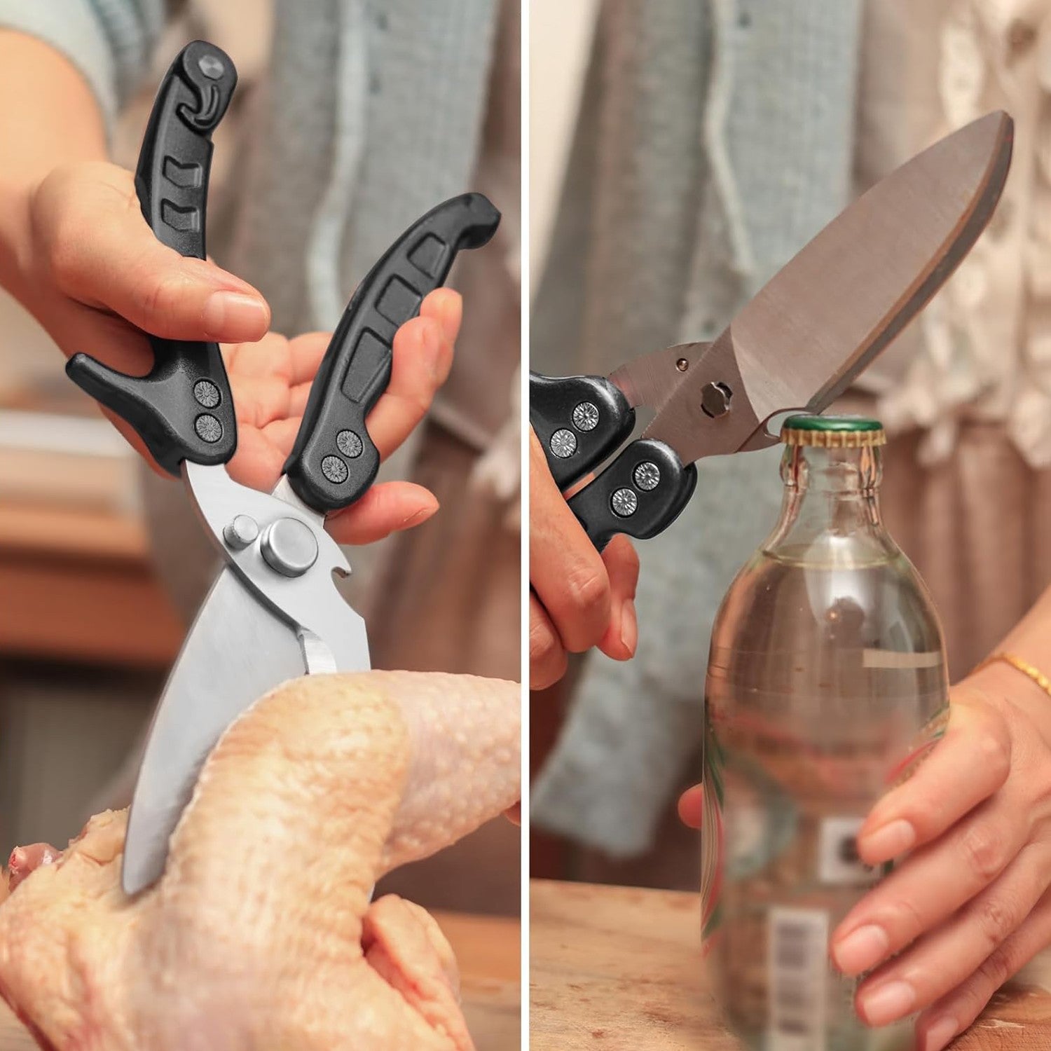 2pcs Heavy Duty Kitchen Scissors | Stainless Steel Meat Bone Shears & Beer Opener