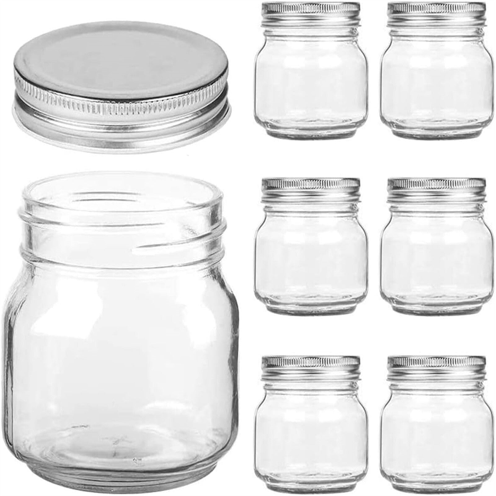 6PCS 250ml Glass Jars with Lids and 4 Stainless Steel Spoons - Small Food Storage Jars