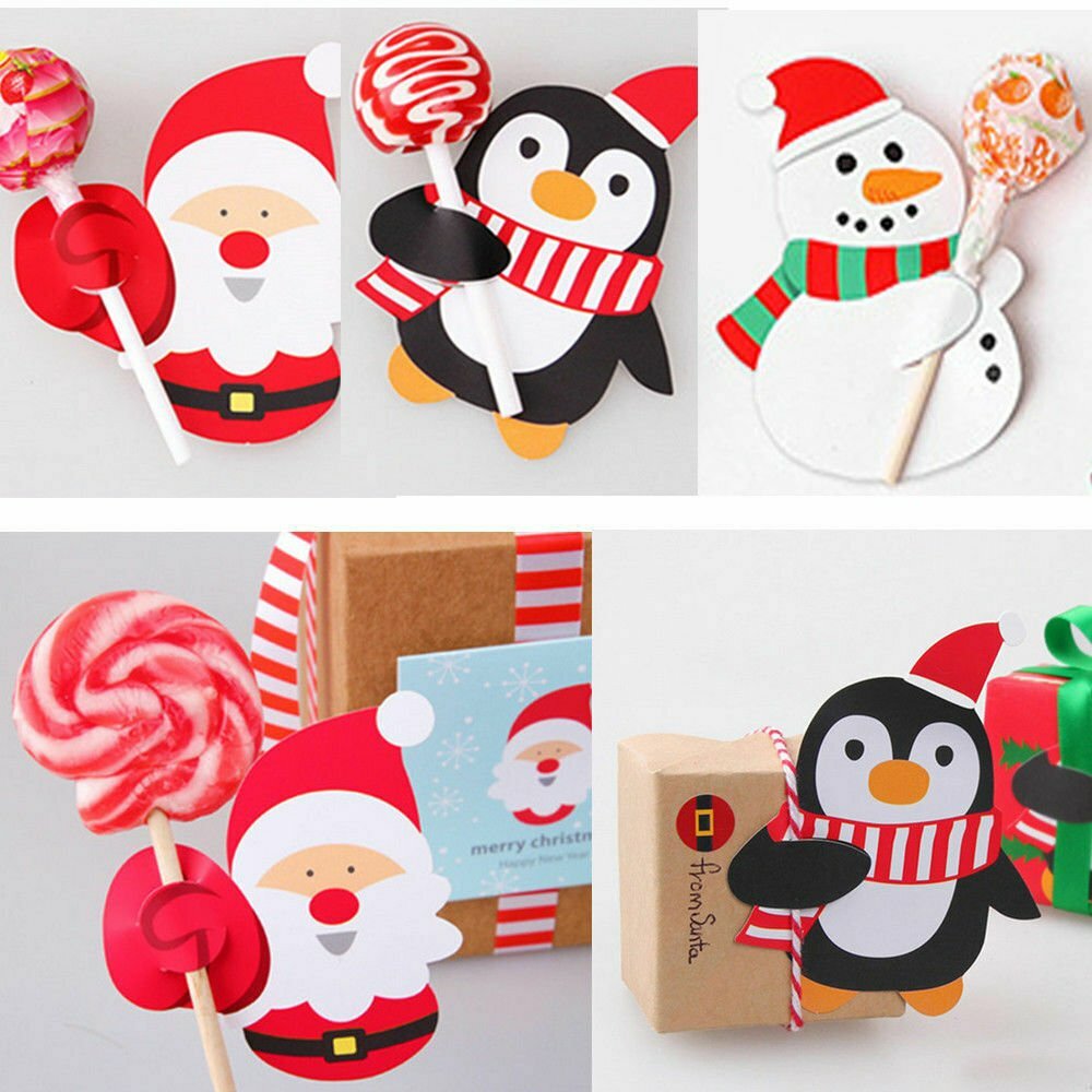 50~200x Christmas Party Lollipop Lolly Holder Sugar-loaf Paper Card Holder Xmas