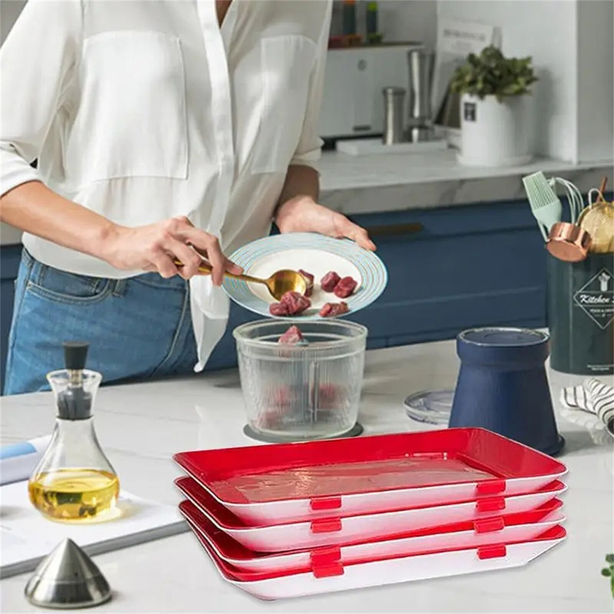 3Pcs Reusable Food Preservation Trays Fresh Food Storage Containers Vegetables