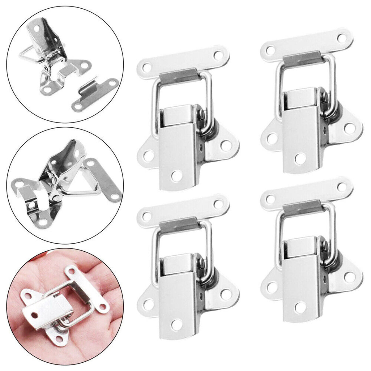 8 X Stainless Steel Clasp Case Clip Loop Suitcase Box Trunk Latch Lock Guitar AU