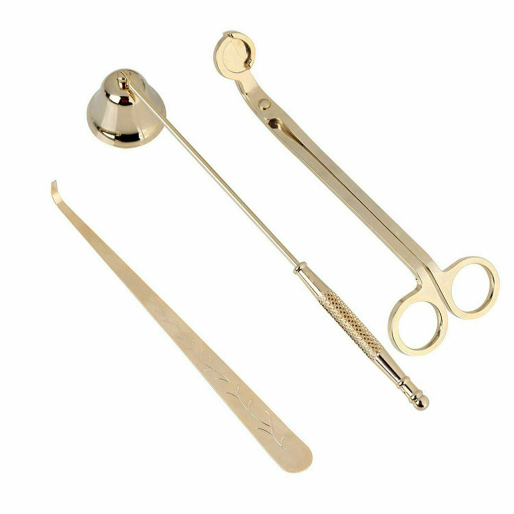 3pcs Stainless Steel Candle Care Tool Set | Wick Trimmer Snuffer & Hook Kit