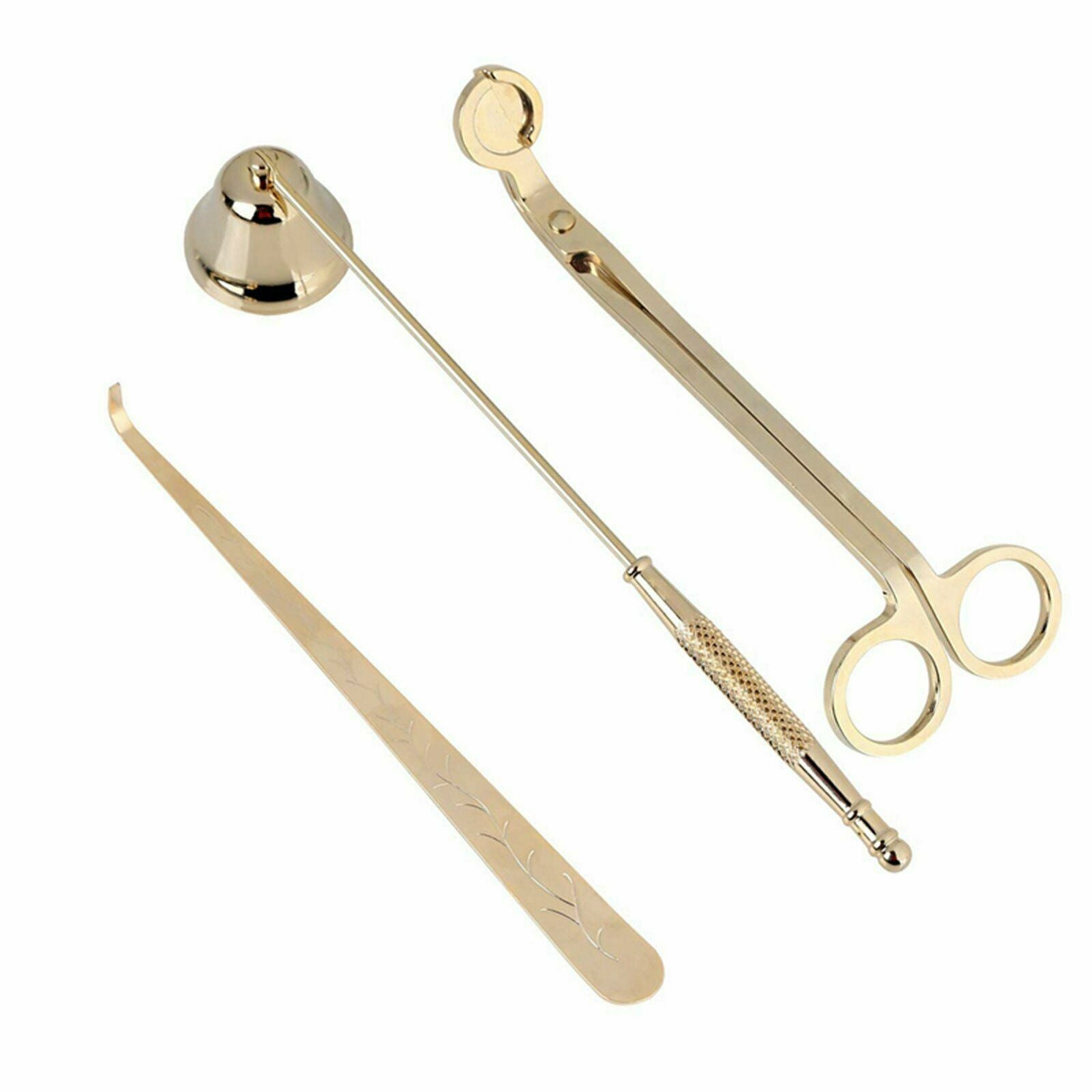 3pcs Stainless Steel Candle Care Tool Set | Wick Trimmer Snuffer & Hook Kit