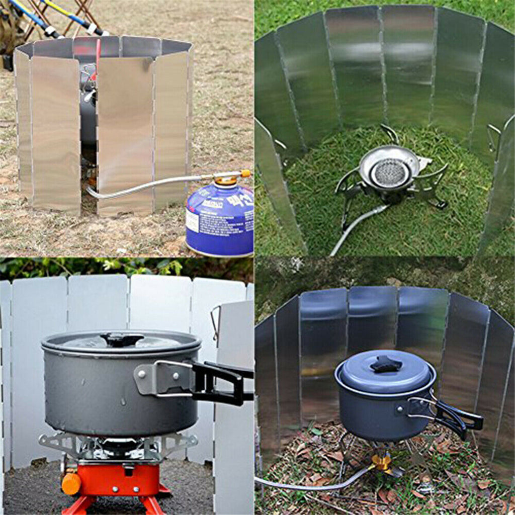 30 Plate Aluminum Alloy Camping Stove Wind Shield | Foldable BBQ Cooker Windscreen