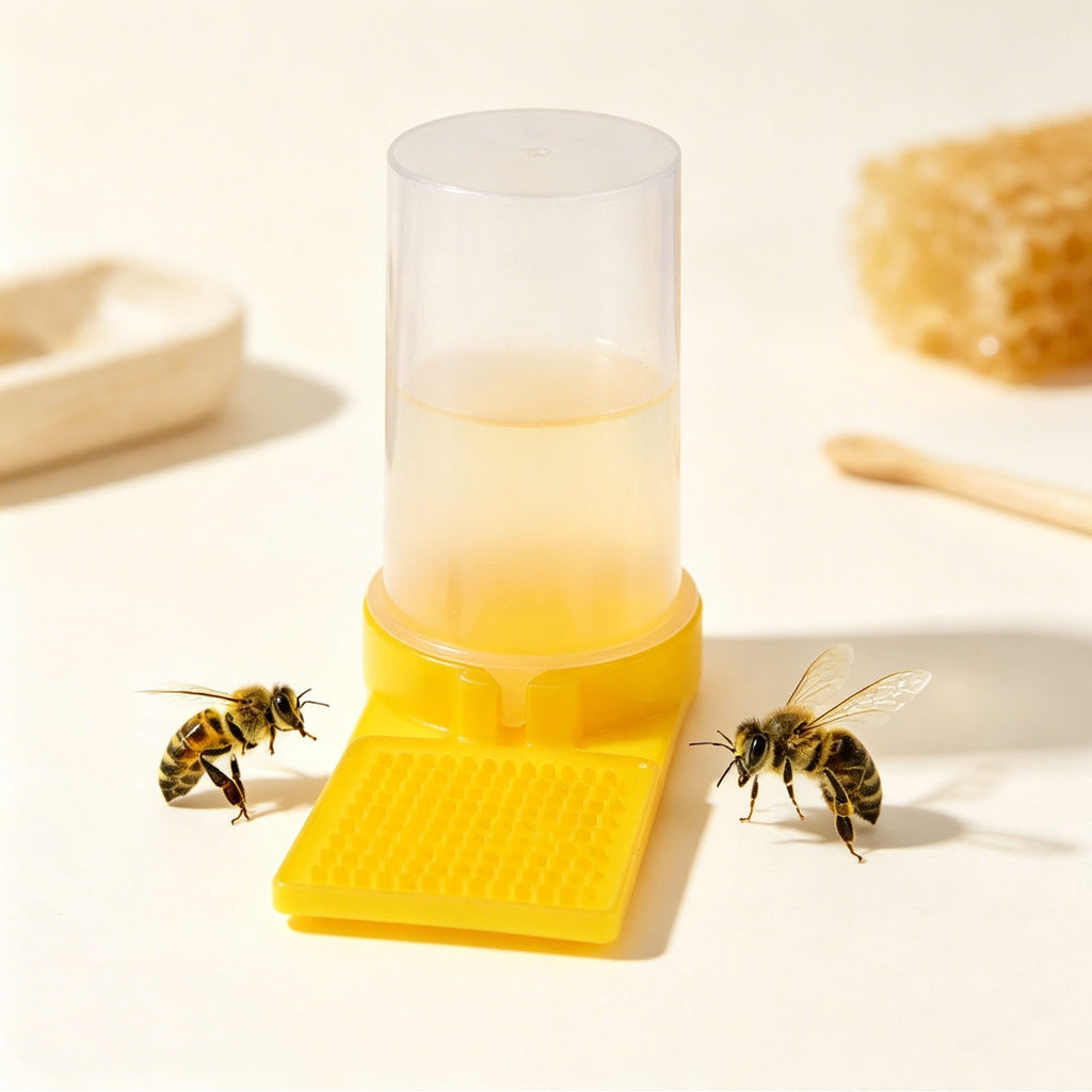 Bee feeder with bees