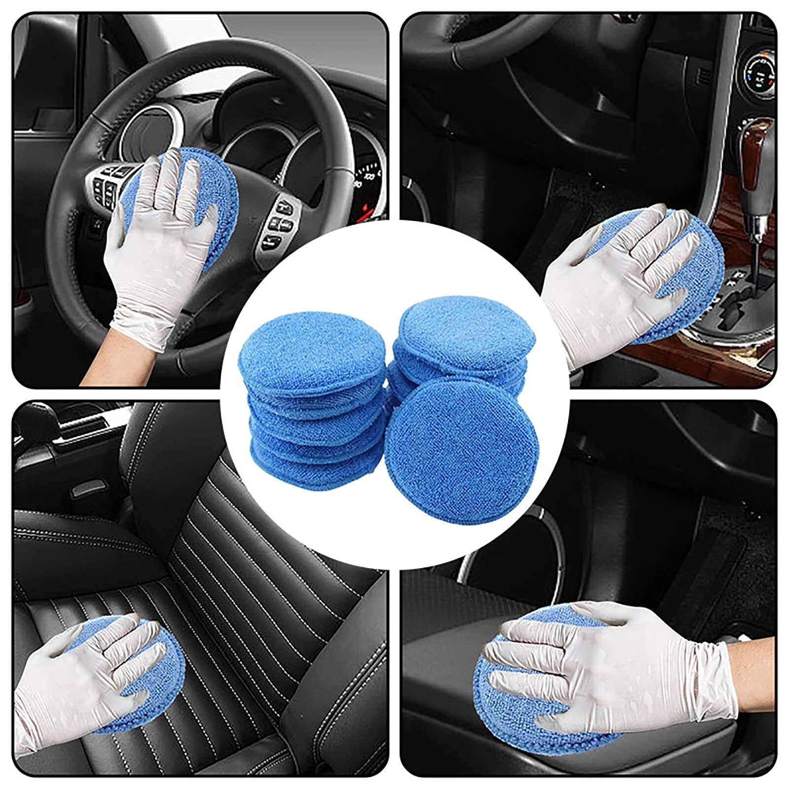 50PCS Car Ceramic Coating Sponge Applicator Pads - Blue Microfibre Nano Wax Polish Pads