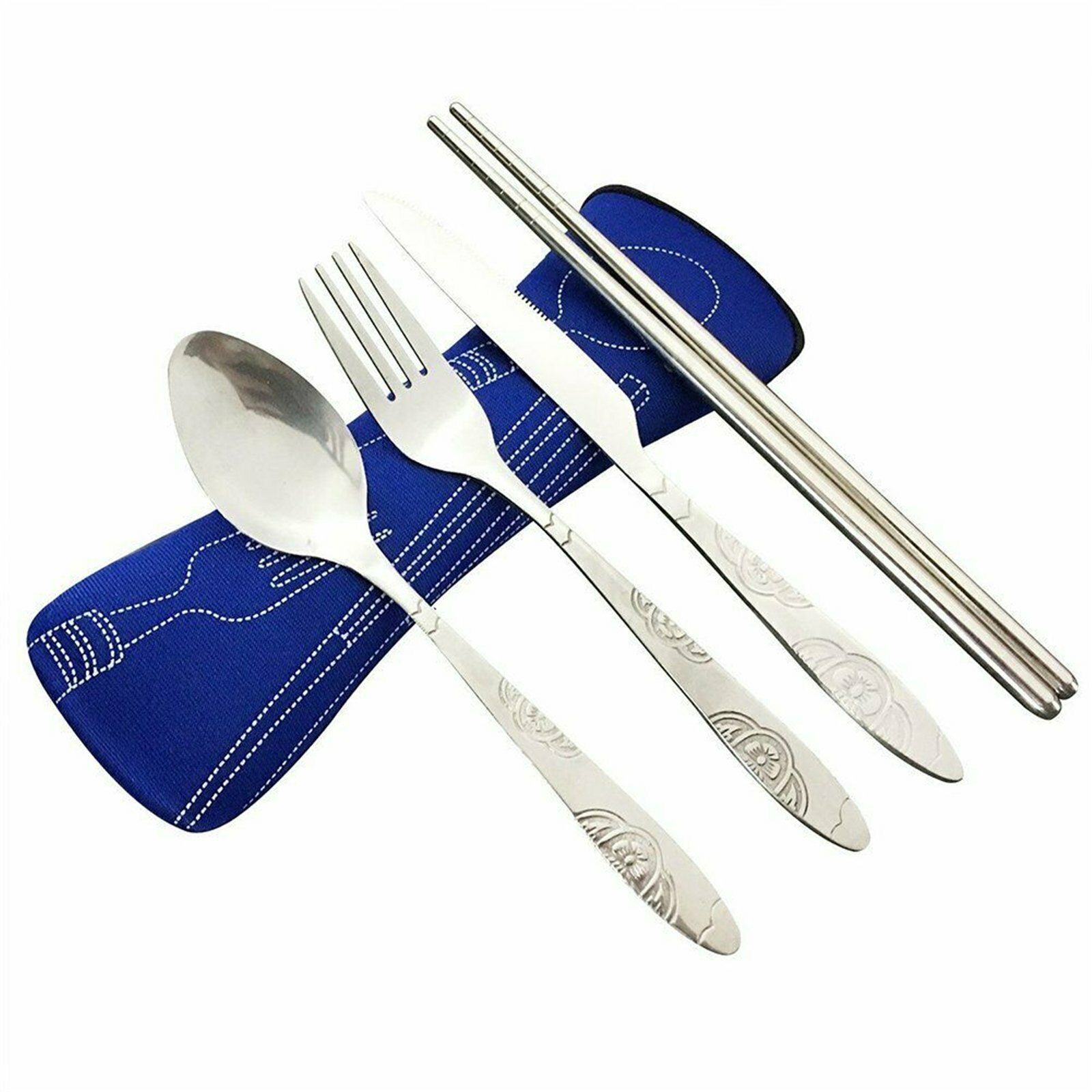 12PCS Camping Cutlery Set Stainless Steel Portable Travel Tableware with Carry Bag