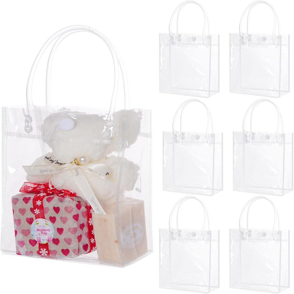 40pcs Clear PVC Gift Bags with Handles | Transparent Plastic Party Favor Bags (2 Sizes)