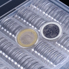 Capsules filling the box with coins