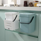 2 Pack Wall Mounted Mini Trash Can with Lid – Hanging Plastic Waste Bin for Kitchen and Bathroom