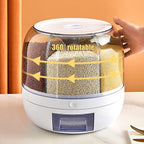 6KG Rotating Rice Storage Container | Multi-Grid Grain & Cereal Dispenser Kitchen Organizer