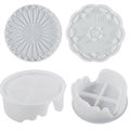 6PCS Flower Silicone Coaster Mold Set - Resin Casting Epoxy Coaster Moulds with Holder