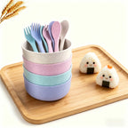 Wheat Straw Dinnerware Set, Kitchen Bowl, Fork and Spoon, Kitchen Dinnerware Set
