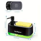 2 Pack 3 in 1 Soap Pump Dispenser with Sponge Holder – Kitchen Dishwashing Liquid Organizer