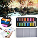 24 or 48 Colour Watercolour Paint Set with Brush - Solid Watercolour Art Kit for Kids and Artists