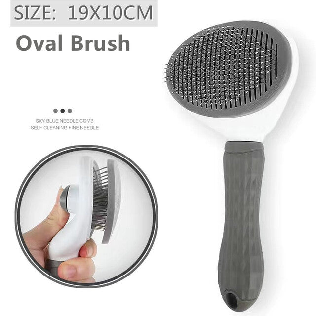 Pet Grooming Brush Self-Cleaning | Dog Cat Deshedding Comb Fur Remover Tool