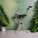 Foldable Walking Cane Chair Adjustable Portable Seat Stool Lightweight Mobility Aid