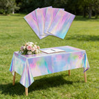 6pcs Holographic Tablecloths | Iridescent Waterproof Party Table Covers