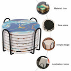 4pcs Black Iron Coaster Holder Rack | Drink Coaster Storage Organizer for Tabletop