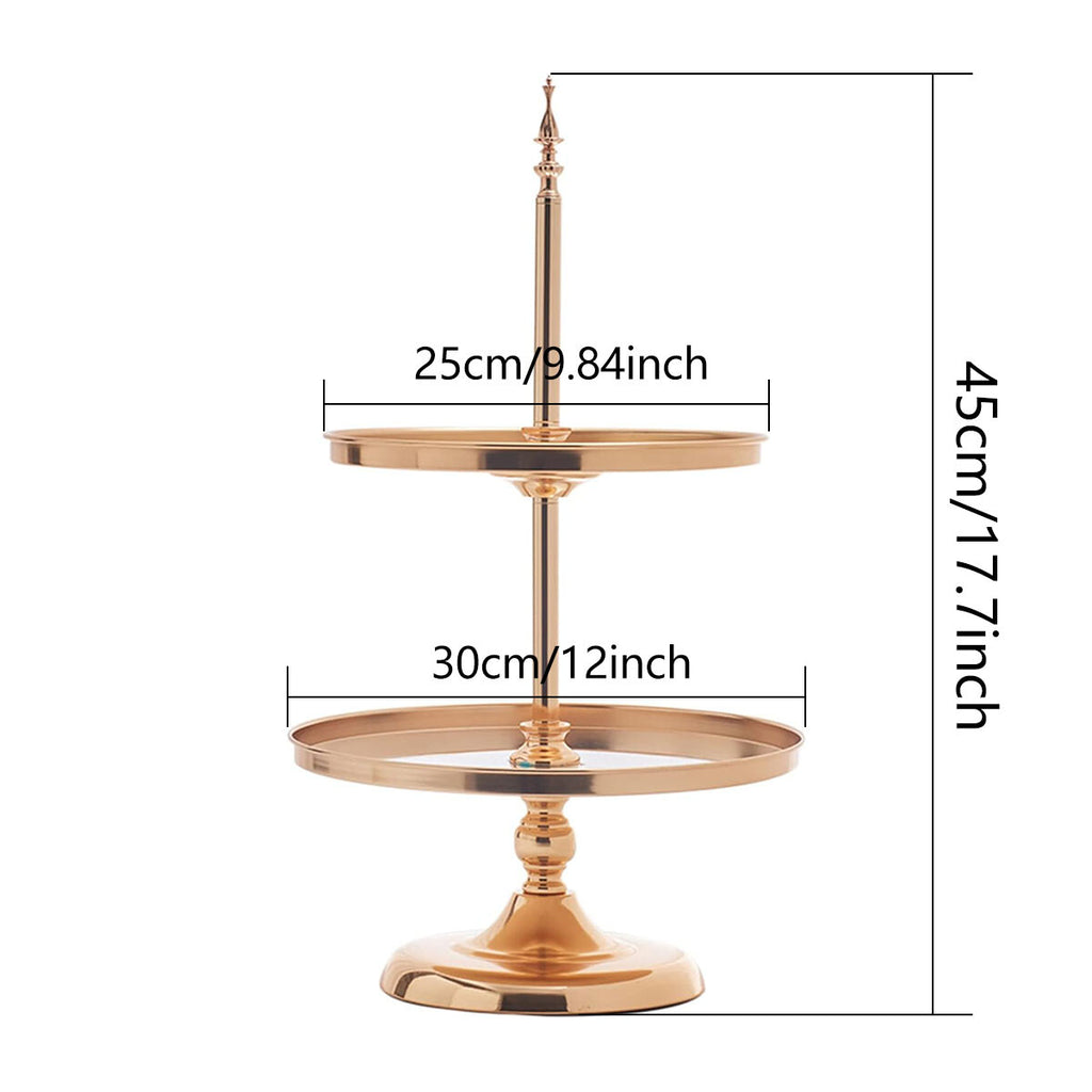 2 Tier Gold Mirror Cake Stand for Wedding, Birthday & Dessert Display