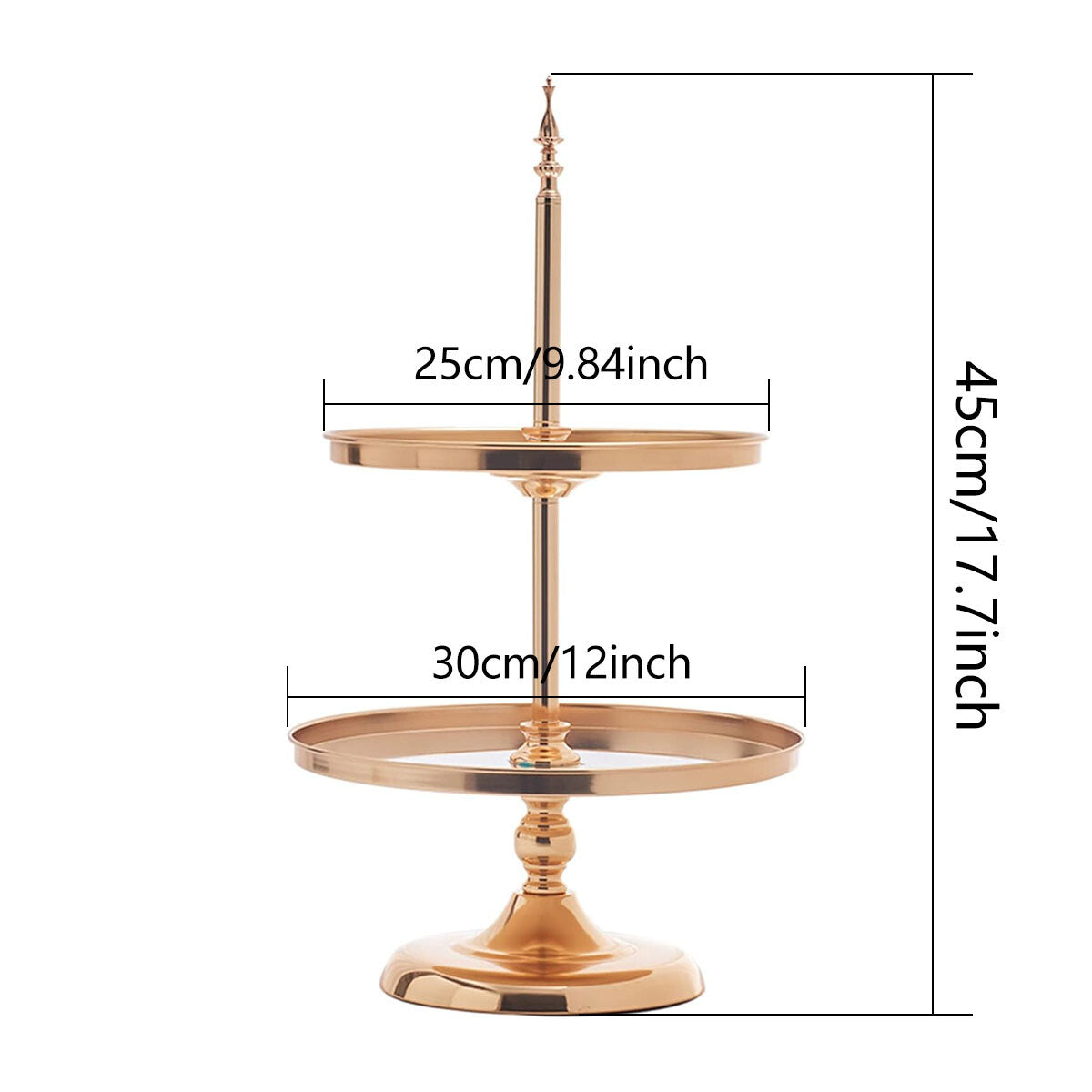 2 Tier Gold Mirror Cake Stand for Wedding, Birthday & Dessert Display