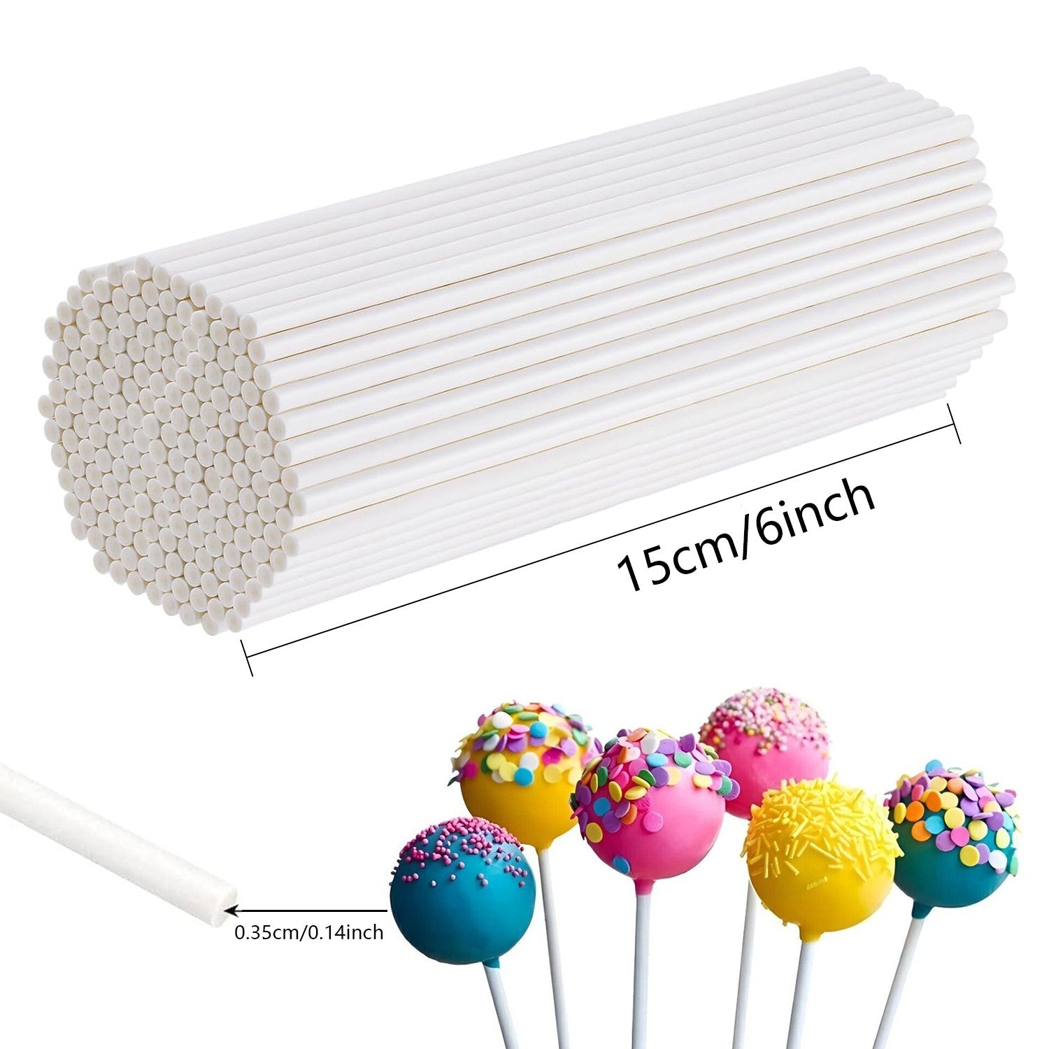 500pcs Lollipop Sticks White Paper Cake Pop Sticks Candy Making Party Supplies