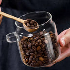 2 Pack Glass Storage Jars with Wooden Lid and Spoon – Airtight Coffee, Spice and Food Containers