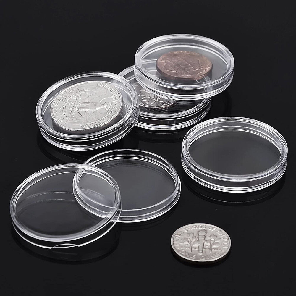 Clear capsules with coins