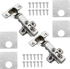 10 Set Kitchen Cabinet Door Hinge Repair Kit with Soft Close Hinges and Fixing Plates