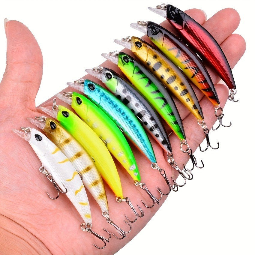 10pcs Fishing Lures Minnow Set 6.8cm | Hard Baits for Freshwater & Saltwater