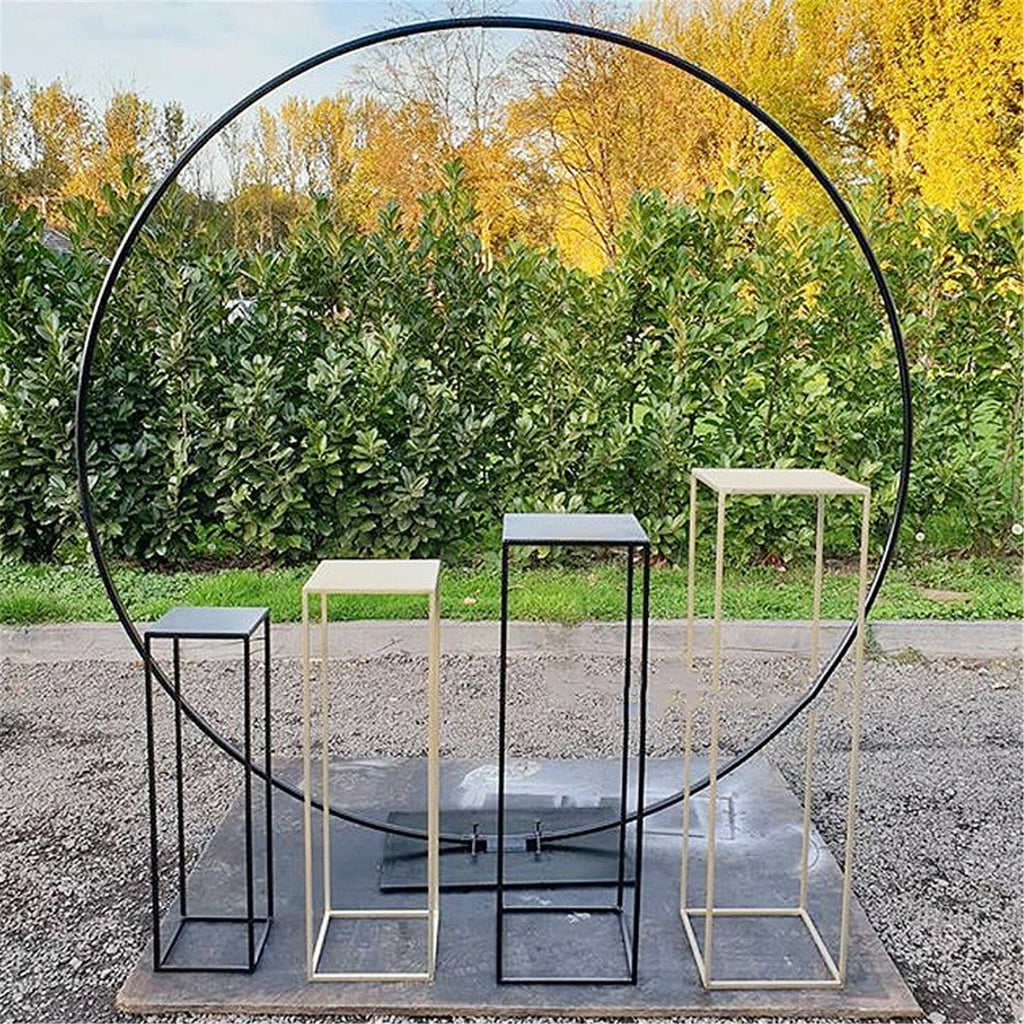 3PCS Black Metal Geometric Flower Stands Wedding Event Plant Display Pedestals