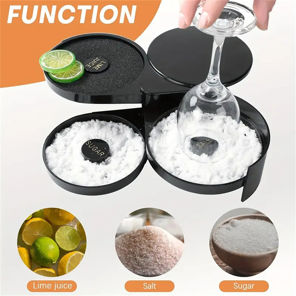 2pcs 3-Tier Cocktail Glass Rimmer | Bar Salt Sugar Seasoning Box for Bartender